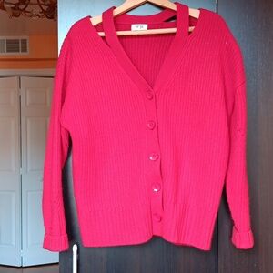Per Se By Carlisle Red Lambswool Cardigan